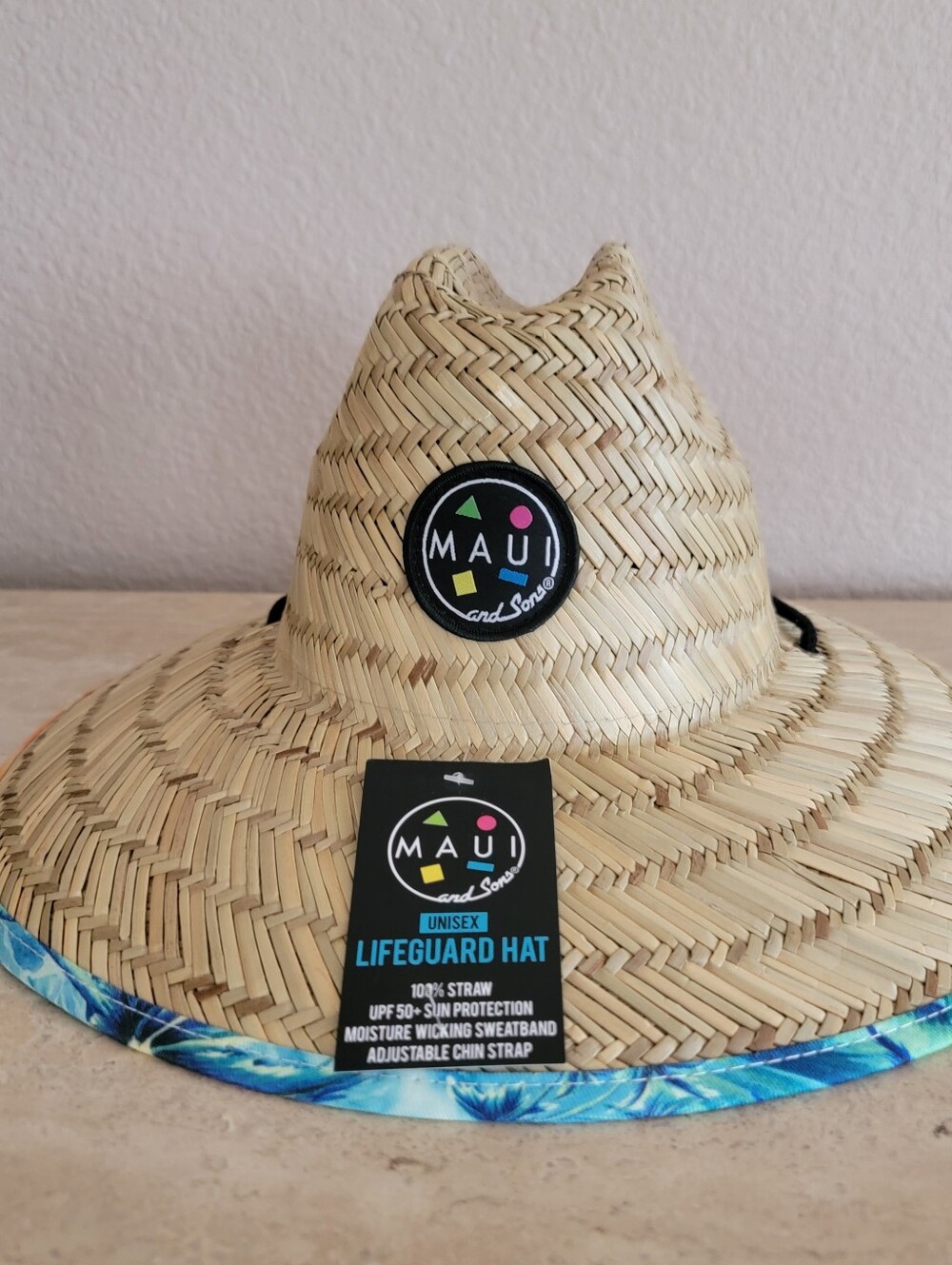 Maui and Sons Unisex Lifeguard Straw Hat Sun Beach pool One Size UPF 50+ NEW